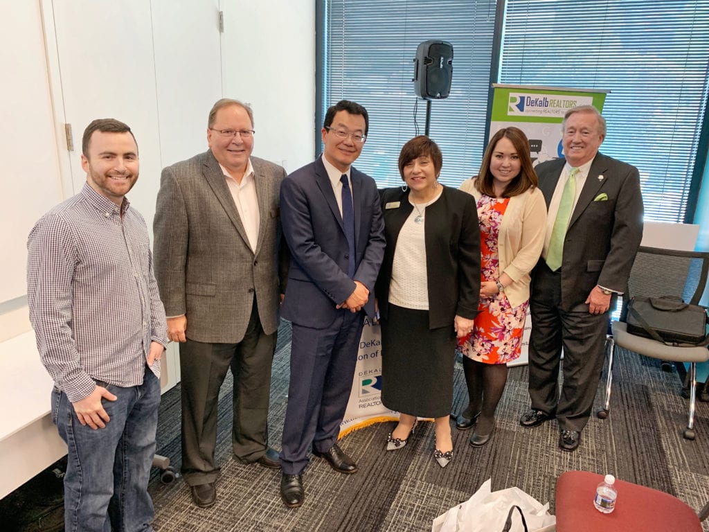 Dr. Yun, Chief Economist of the National Association of Realtors (third from left) shown with Sellect Realty co-owner Céline Lazarus (second from right) and the Cobb Association of Realtors.
