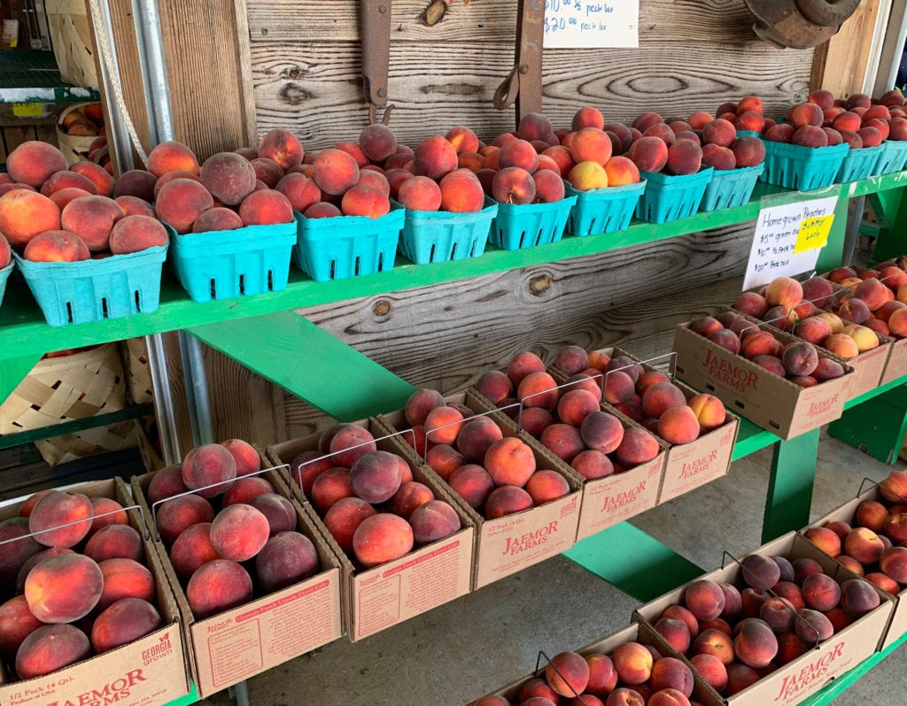 Peaches Displayed in the Front of the Store