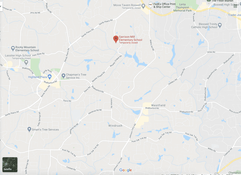 Garrison Mill Elementary School Map Location at 4111 Wesley Chapel Road in Marietta, Georgia 30062