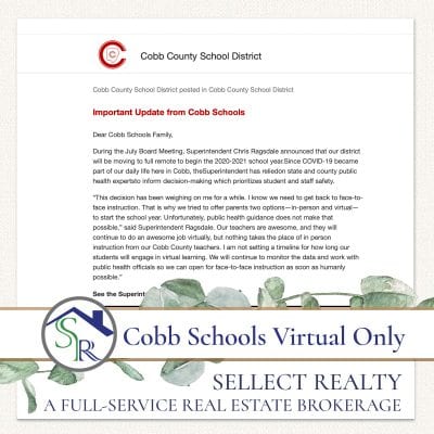 Virtual Learning Only for Cobb County Schools